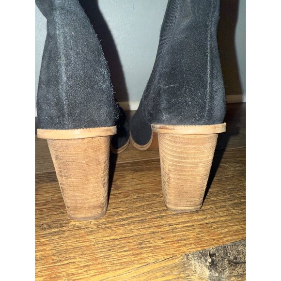 Mango Black Suede Block Heel Ankle Boots Booties Size 6.5 37 - Picture 13 of 13